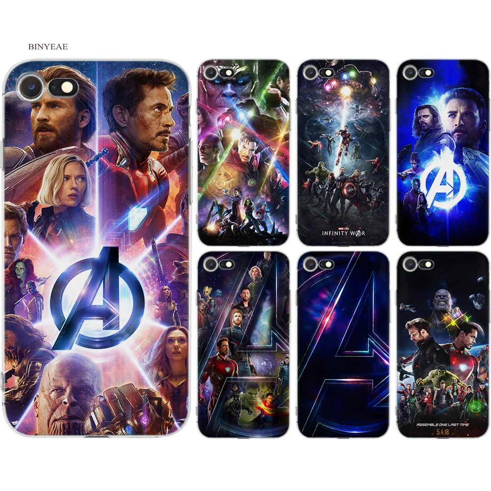 

BINYEAE Avengers III Iron Man Captain America Silicone Case Cover Coque for iPhone 7 8 6 6S Plus 11 Pro X XS XR MAX 5 5S SE 5C