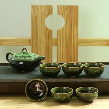 

New Traditional Exquisite Ceramic Teapot Fish Pattern Tea Cup Porcelain Chinese Kung Fu Tea Set for Wedding Drinkware Gift