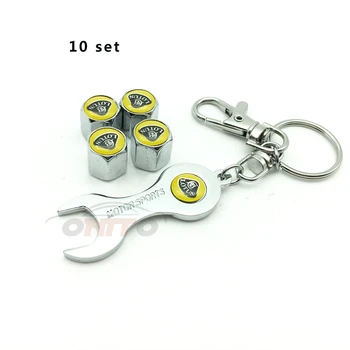 

10set car wheel valve stem cap auto key chain holder metal