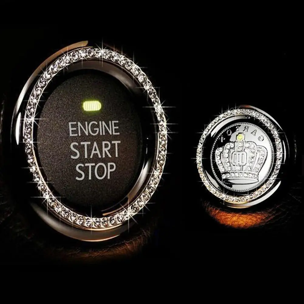 

Newest Engine Start Stop Decorative Ring Button Start Switch Shiny Crystals Diamond Ring Car SUV Bling Decorative Accessories