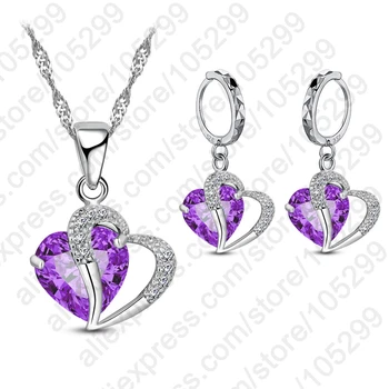 

New Hottest Design Women's 925 Sterling Silver Cubic Zirconia Necklace + Earrings Wedding Jewelry Sets Gifts Free shipping