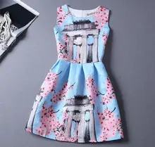 RioRIva Girls Dress Size 6-19 Years Old Print Summer Dresses For Age 13 14 15 16 Floral Owl Sleeveless Pattern 2017 Hot Women