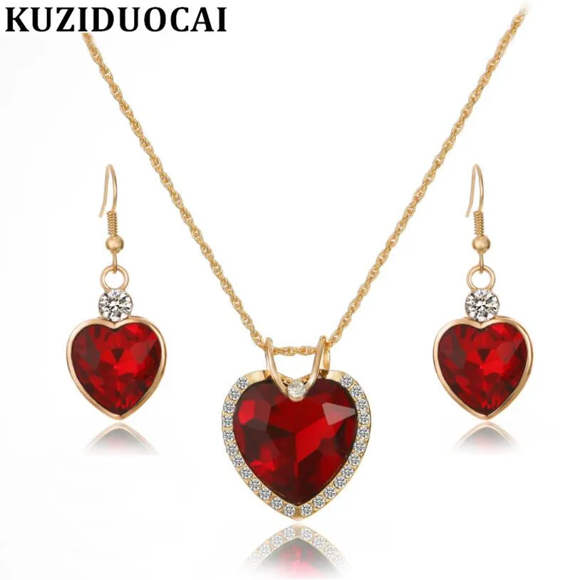 Kuziduocai новые модные Ювелирные наборы Кристалл Циркон Сердце Чокеры Свадебные