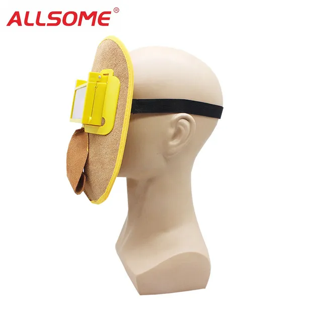 ALLSOME Protable Leather Welding Mask Solar Auto Darkening Filter Lens Hood Helmet Mask HT1599