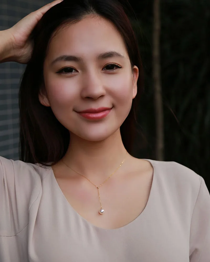 SINYA Trendy Multifunctional Pendant 8-8.5mm Pearl Pendant 18k Yellow Gold Chain& Akoya Pearl Pendant Necklace For Women Gift (9)