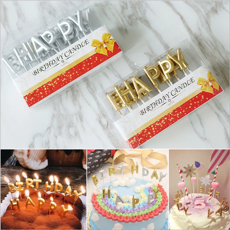 Розовые, золотые, серебряные, красные с надписью «Happy Birthday», праздничный торт, праздничные принадлежности для дня рождения, милые свечки на день рождения для кухни, выпечка в подарок