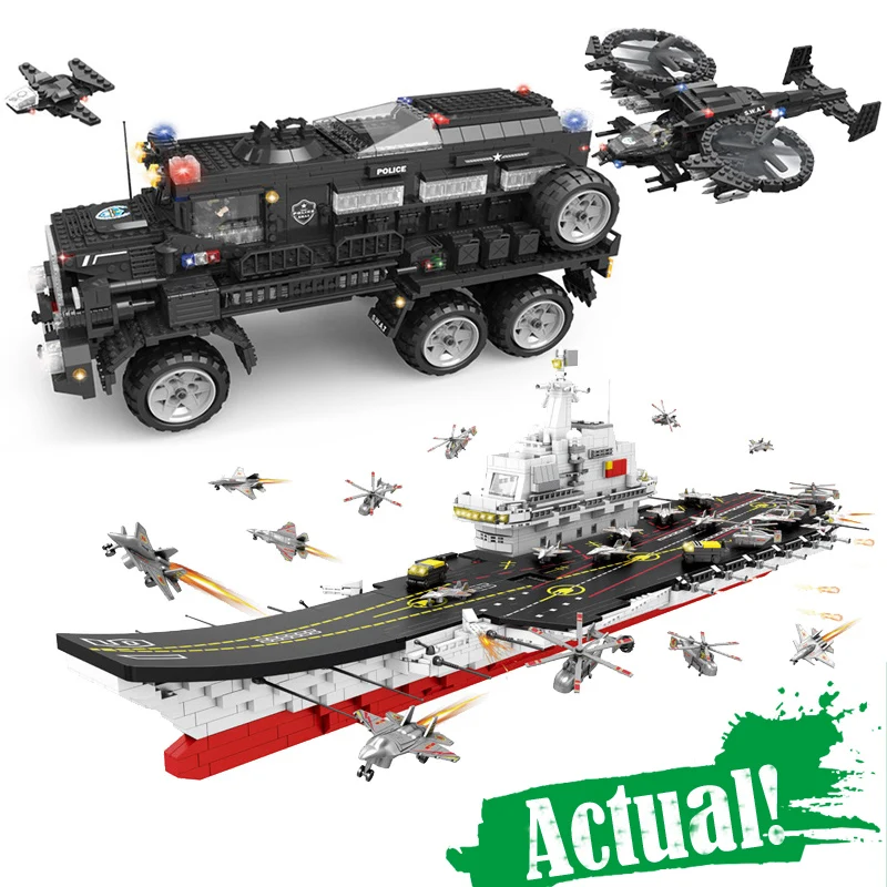 

Military SWAT Riot Armored Vehicle Fighter Carrier Figures Building Blocks Bricks Educational legoingly Toys For Children Boys