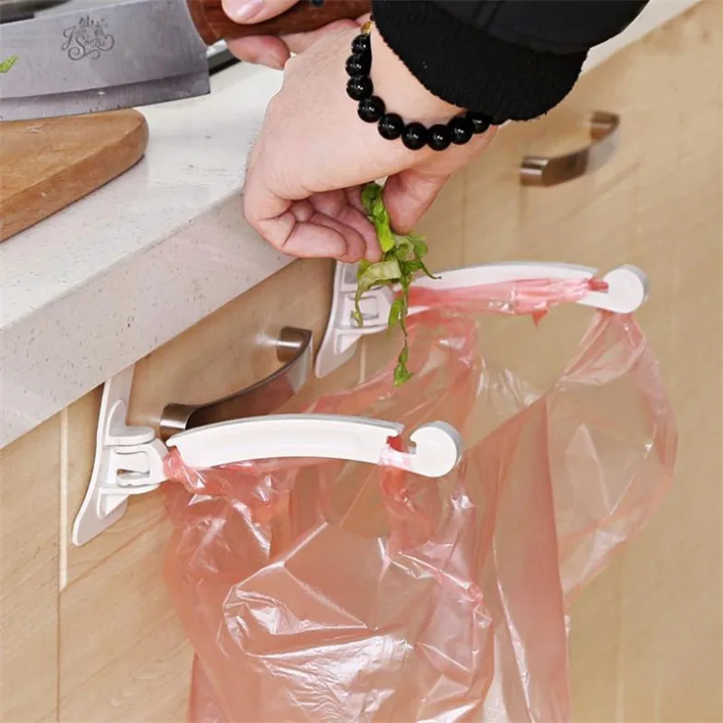 

Kitchen Storage Hanging Trash Garbage Rubbish Bag Racks Kitchen Carrier Plastic Bag Bin Sack Hanger Holder