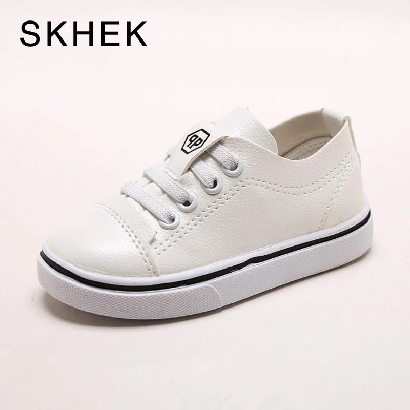 

SKHEK Boys girls Shoes 2018 Spring Autumn Children's Casual Shoe Soft Rubber Soles Kid's PU Leather Shoes for Girls sneaker