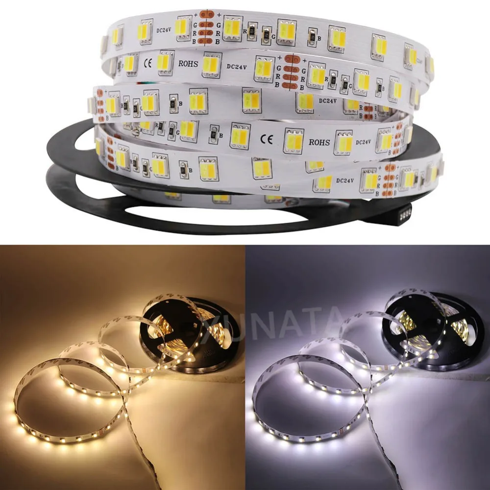 

Double Color Temperature Adjustable LED Strip Lights 5M DC12V 5050 60LEDs/m Warm White And White Flexible LED Lighting Strips