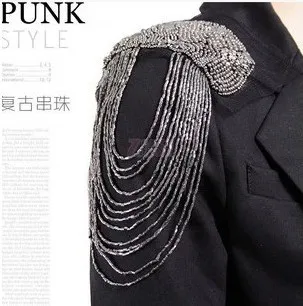 

Epaulets costume/mens suit accessories/shoulder epaulettes wholesale/2015 new arrival kpop handmade beads tassel women broaches