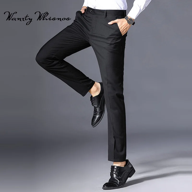 Новинка года; высококачественные мужские хлопковые брюки; 3 цвета; официальный деловой костюм; брюки; превосходное качество; мужской костюм для отдыха; брюки - Цвет: Черный