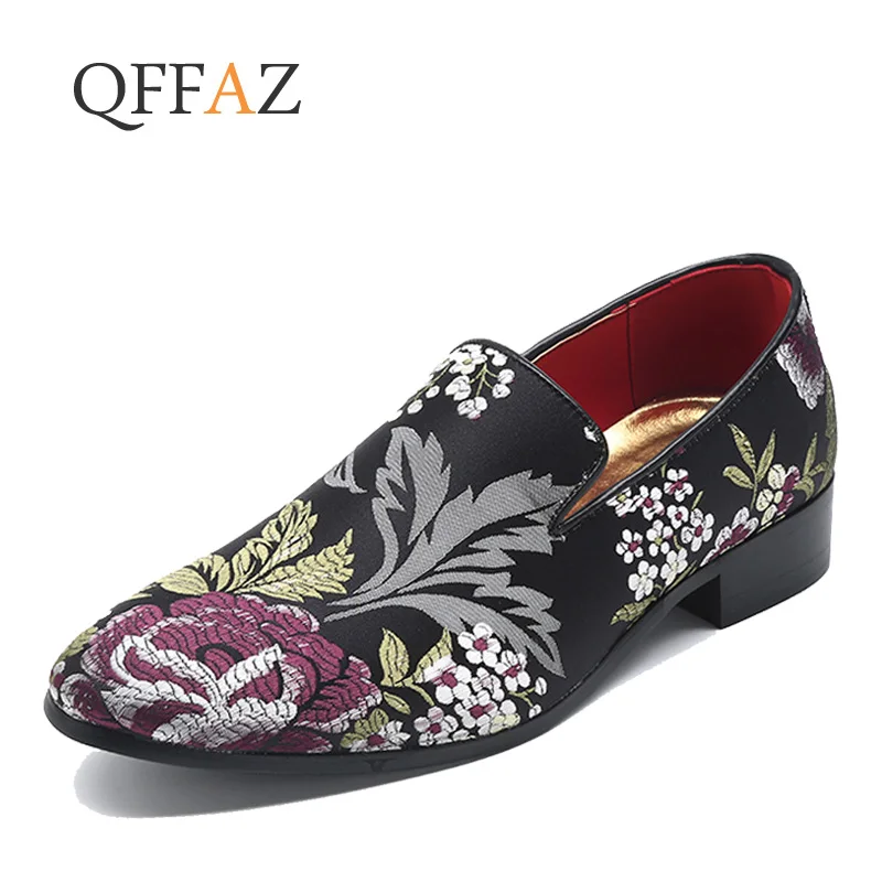 QFFAZ/Большие размеры 38-48, Мужская Изысканная кожаная обувь с вышивкой, 2019, разноцветная деловая обувь ручной работы, модная мужская