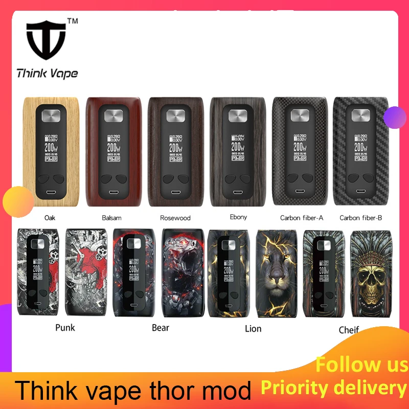 

New color ThinkVape Thor 200W Mod TC Mod Electronic Cigarette Vape vs Think Vape Thor pro/Drag 2 Mod Vape mod for DIY RTA RDA