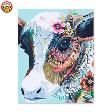 Картина по номерам DIY украшения гостиной спальни диван фоновая живопись абстрактный цветок крупный рогатый скот окрашенные животные теленок голова
