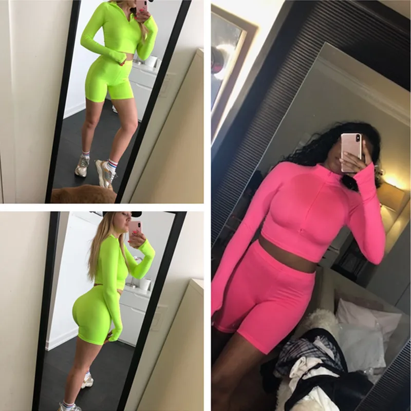 

Seamless Yoga Set Workout Clothes for Women Crop Top Two-piece Workout Set Long Sleeve Sport Suit+Women Shorts Gym Clothing