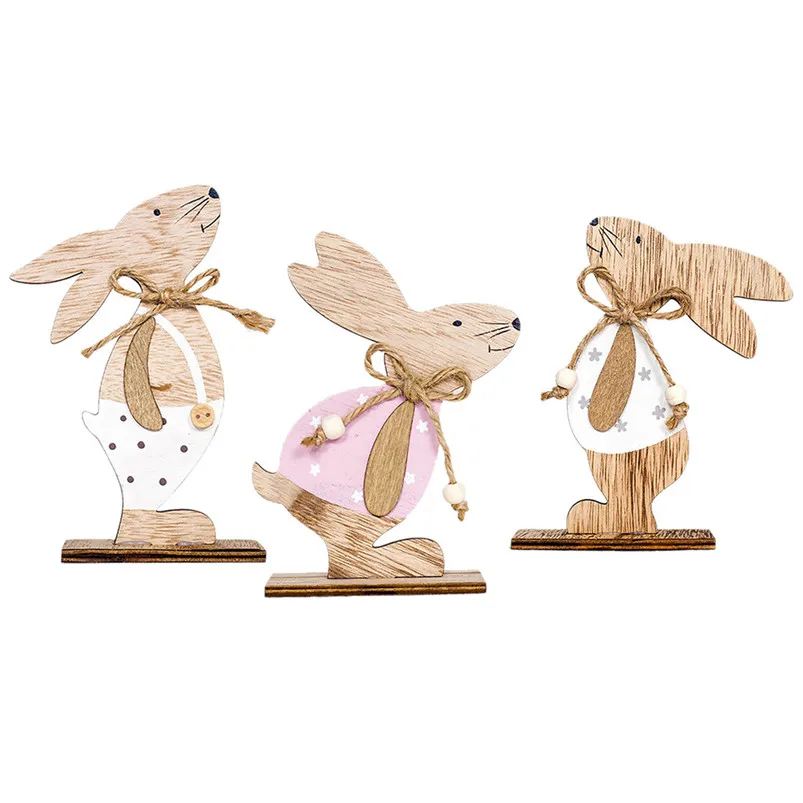 Hot Sale Home Decorations Accessories Wooden Vintage Home Decor  Rabbit Shapes  Ornaments Gift Figurines Decoracion Hogar 40JY2801