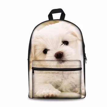 

Customized Novelty White Dog Schoolbag for Teenager Girls Boys Cute Cat Dog Mochila Animal Female Backpack New Arrival Rucksack
