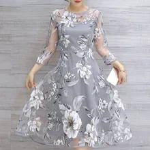 Женское летнее платье из органзы с цветочным принтом, Свадебное бальное платье для выпускного вечера, коктейльное платье, модное Сетчатое элегантное платье