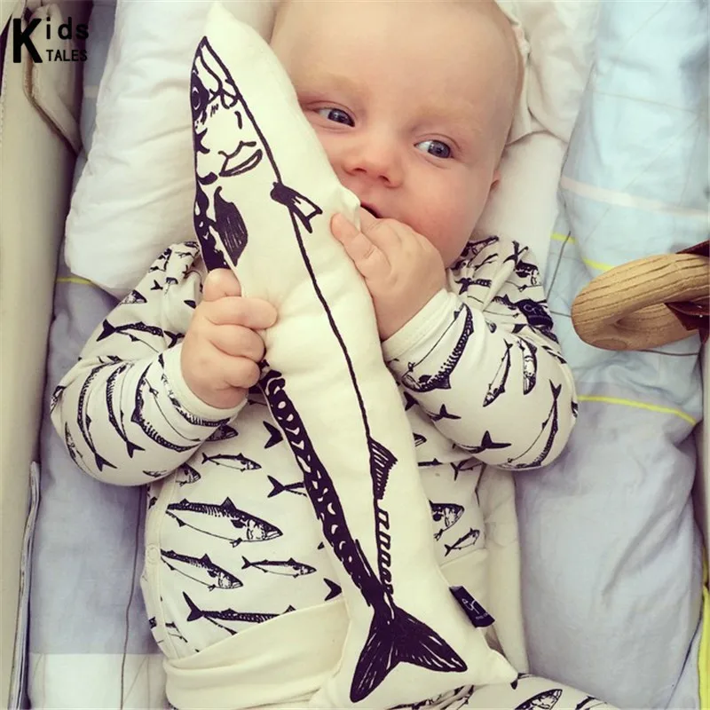 

RP-037 Spring Autumn Baby Romper Newborn Baby Clothes Long Sleeve Boy Girl Clothing Fish Printed Jumpsuit Infant Clothes