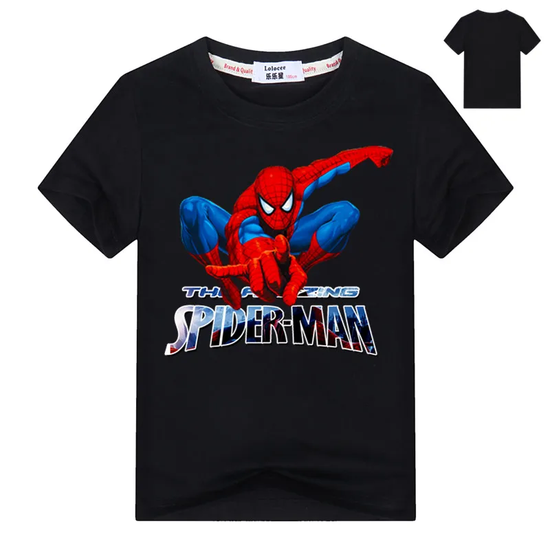 Красная футболка с логотипом DC Comics для мальчиков детская повседневная футболка детская одежда из хлопка с Суперменом, Бэтменом, Халком Прямая поставка - Цвет: black-spiderman