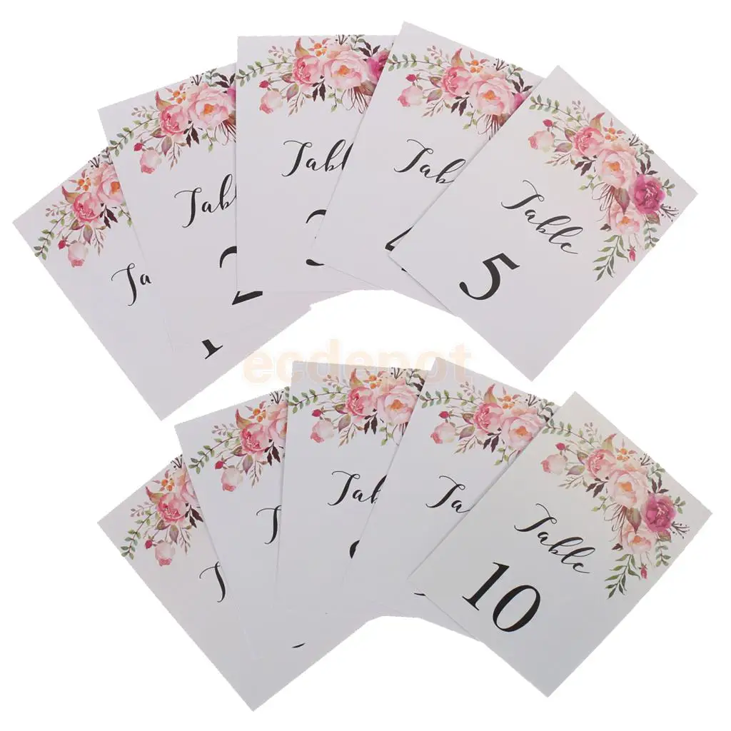 1-10 номера место карты бумажные настольные знаки обозначения ж/печатный цветок свадьба день рождения, детский душ Декор