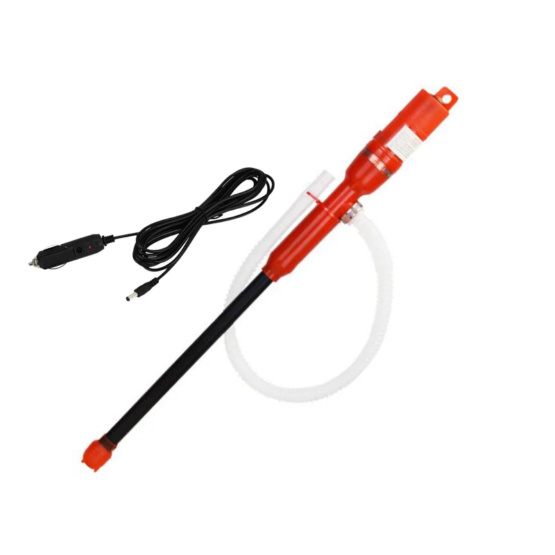 12V Auto Vehicle Fuel Gas Transfer Suction Pumps Portable Outdoor Electric Pump Water Oil Gas Tools Petrol Pump With Line - Цвет: Red