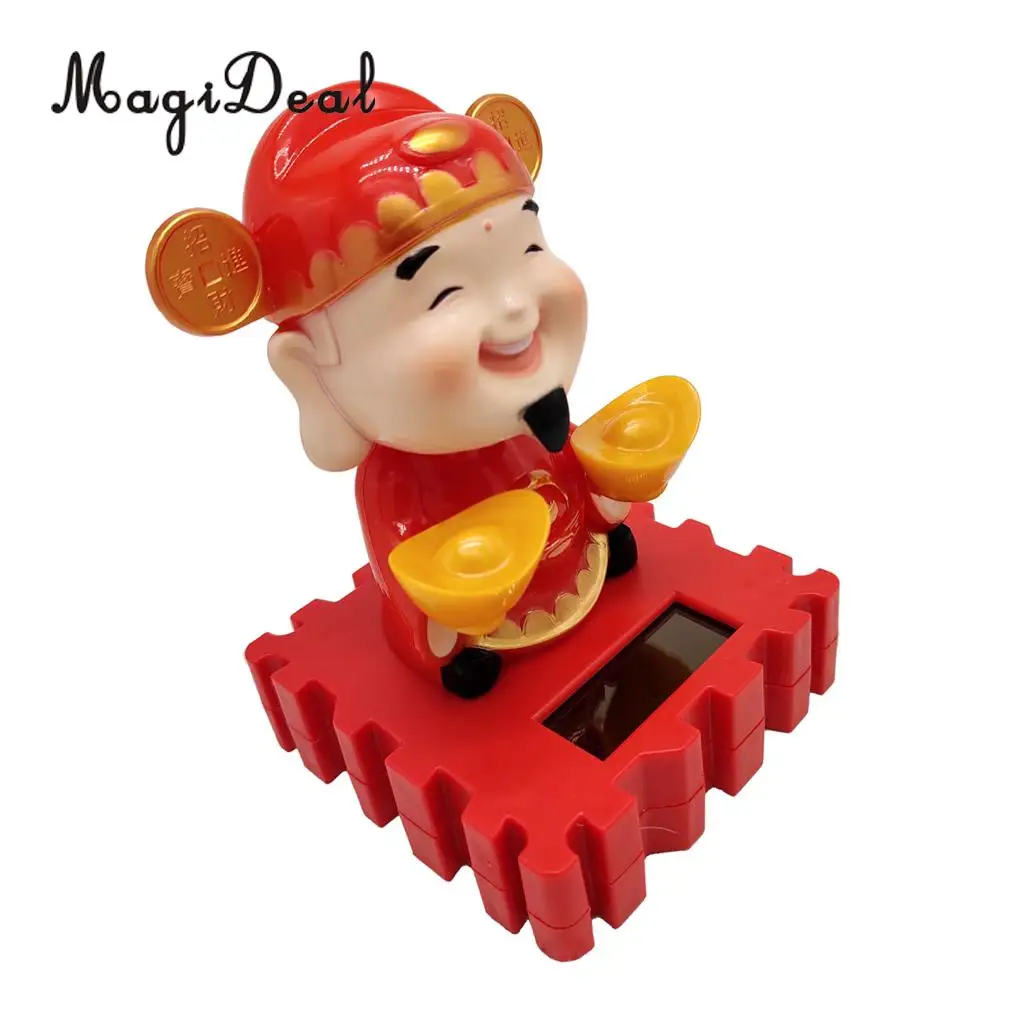 Solar Power Dancing God of Wealth & Fortune Model Swing Figure Statue Figurine Kid Science Toy Xmas Gift Home Car Desk Decor #B