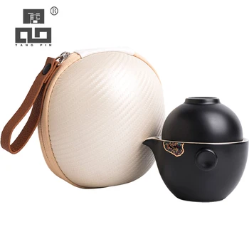 

TANGPIN black crockery ceramic teapot gaiwan teacup a tea sets portable travel tea set drinkware