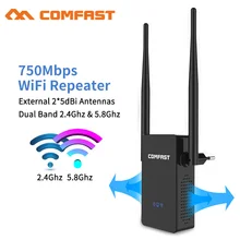 Comfast 750 Мбит/с беспроводной Wifi удлинитель/ретранслятор/маршрутизатор двухдиапазонный Wifi диапазон расширитель сигнала Усилитель 2* 5dbi внешние антенны