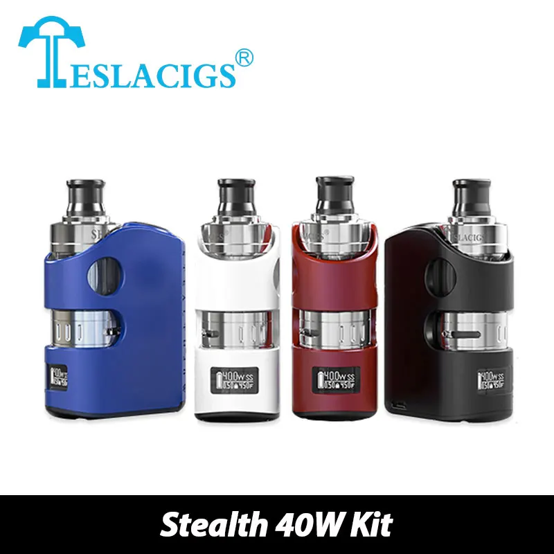 

Original 40W Tesla Stealth TC Kit 1300mAh with Shadow Tank 2ml Stealth Box Mod Built-in Battery Pro Electronic cig Vaping