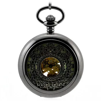 Luminous Black Retro Automatic Mechanical Pocket Watch Men