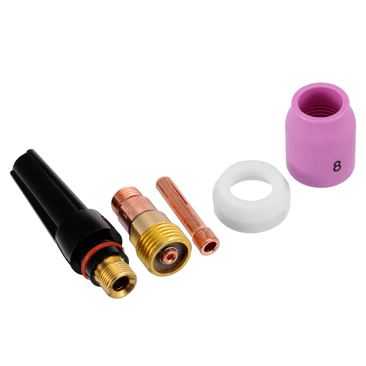 5pcs/set Welding Torch Diameter 1.6mm for Welding Torch Stubby Cup Gas Collet Body Lens Kit For Tig WP-17/18/26 Mayitr