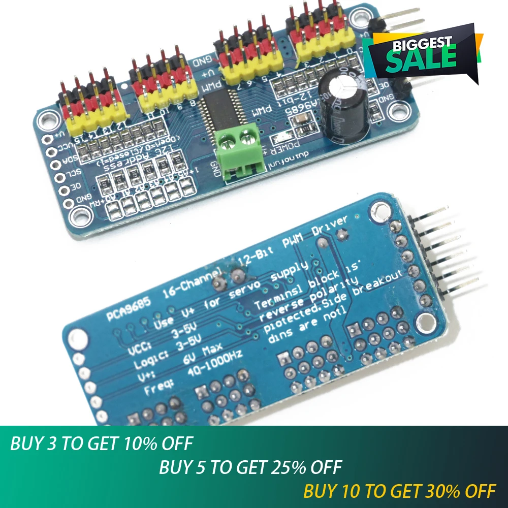 

1pcs 16 Channel 12-bit PWM/Servo Driver-I2C interface Module