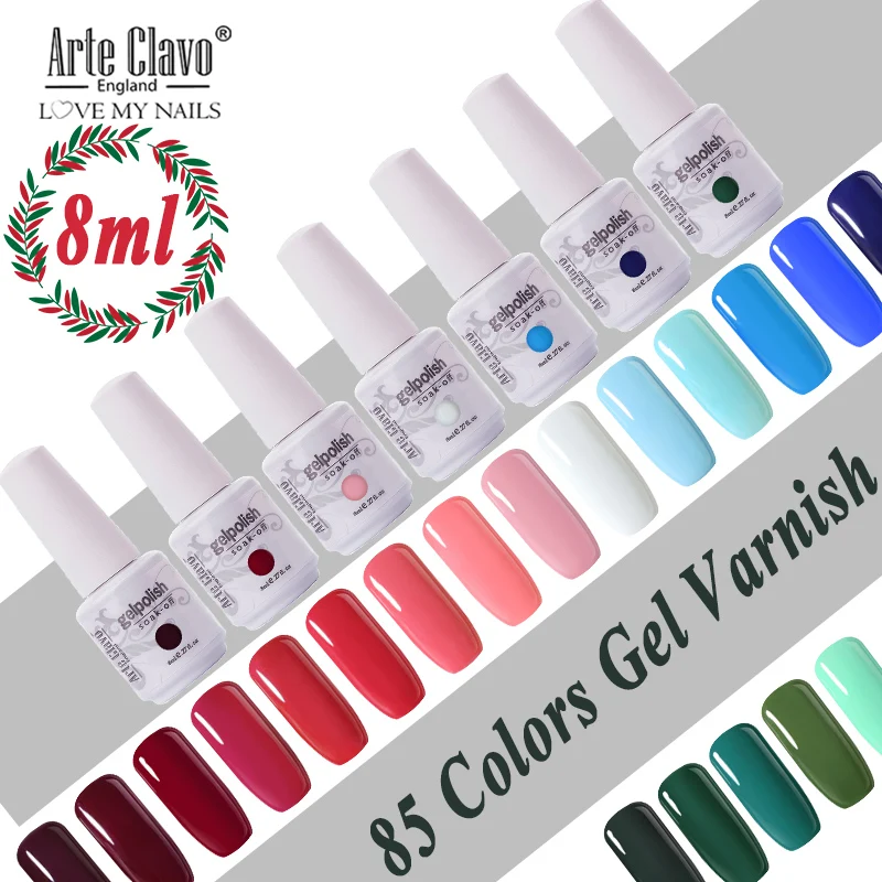 آرتي Clavo مسمار مجموعة طلاء تلميع ل مانيكير 8 ml اللون Gellak شبه الدائم بريق رسومات أظافر UV الهجين جيل للأظافر الورنيش أعلى قاعدة