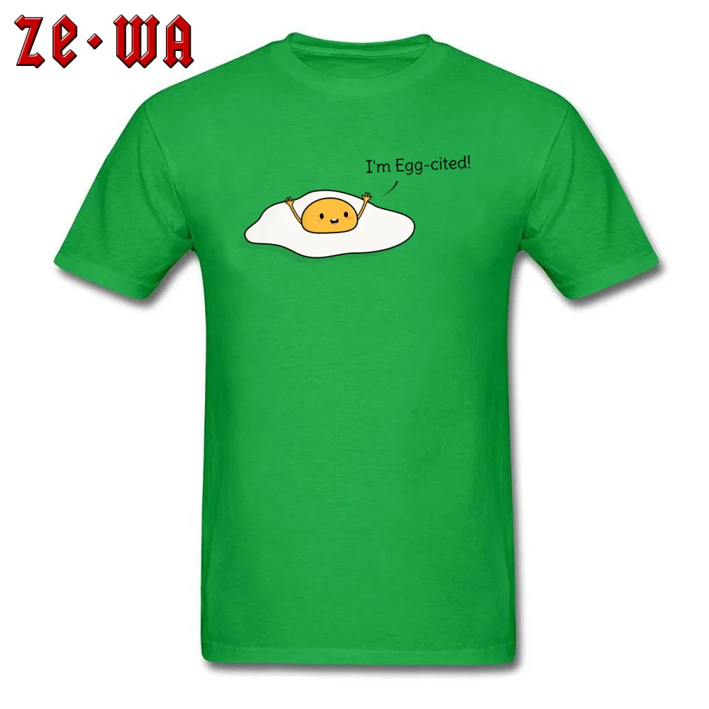 Printed On Cute and Funny Egg Pun Men T Shirt Prevailing Father Day Short Sleeve Crewneck 100% Cotton Fabric Tops Tees T-shirts Cute and Funny Egg Pun green