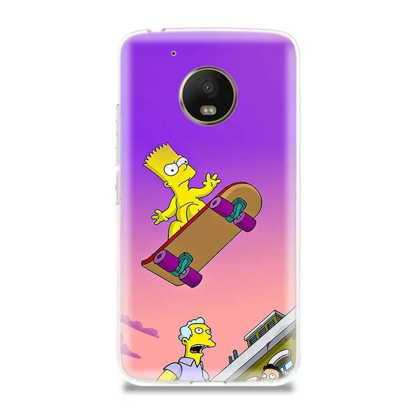 Желтый силиконовый чехол с рисунком Симпсоны для Motorola G5 G5S G6 E4 E5 G7 Plus Moto G4 Play