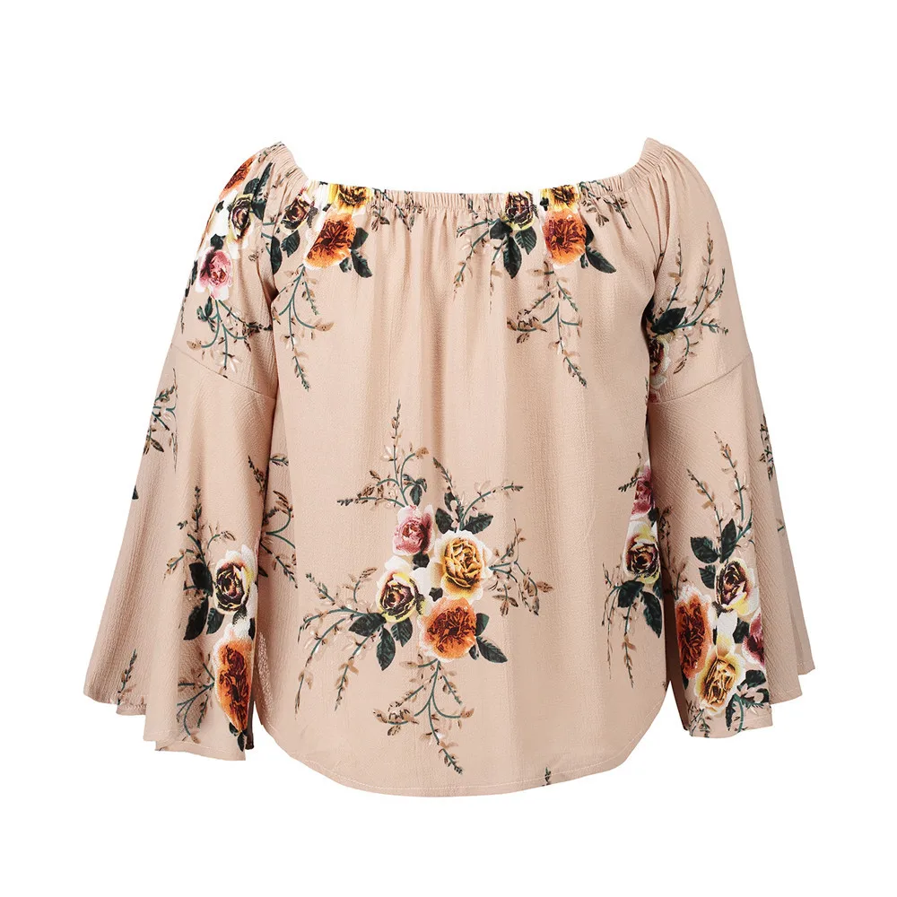 Gladiolus Off Shoulder Summer Blouse Women Flare Sleeve Floral Print Loose Shirt Women 2019 Spring Sexy Womens Tops And Blouses (16)