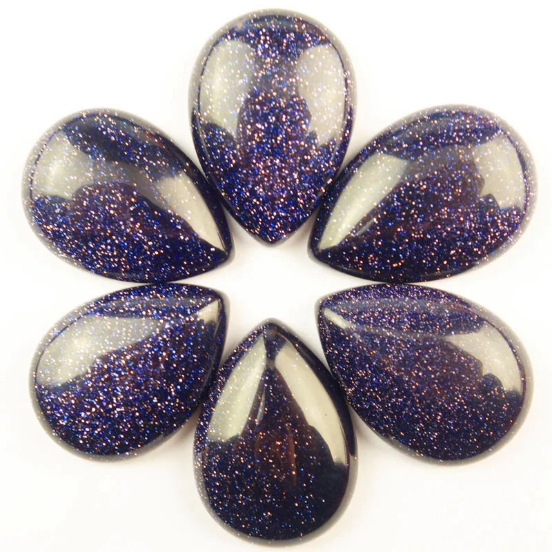 

6Pcs 32x23x8mm Blue Sand Stones Teardrop Cab Cabochon Dw032(Send Randomly)