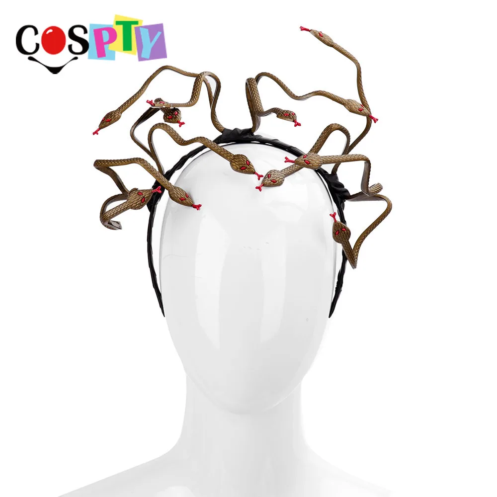 

Cospty Halloween Carnival Burning Man Cosplay Costume Hair Clasp Accessory Animal Stirnband PVC Scary Medusa Snake Headband