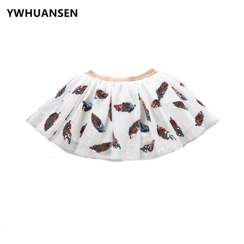 YWHUANSEN 2018 г. новая Радужная хлопковая юбка с блестками и вышивкой для маленьких