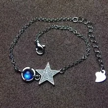 Натуральный светло-голубой цвет лунный камень браслет природный драгоценный браслет 925 серебро элегантный звезд, Луны Браслет Подарки для девочек Fine Jewelry