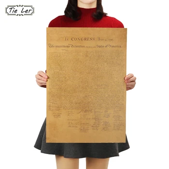 

TIE LER The United States Declaration of Independence Retro Vintage Poster Adornment Movie Poster Wall Sticker