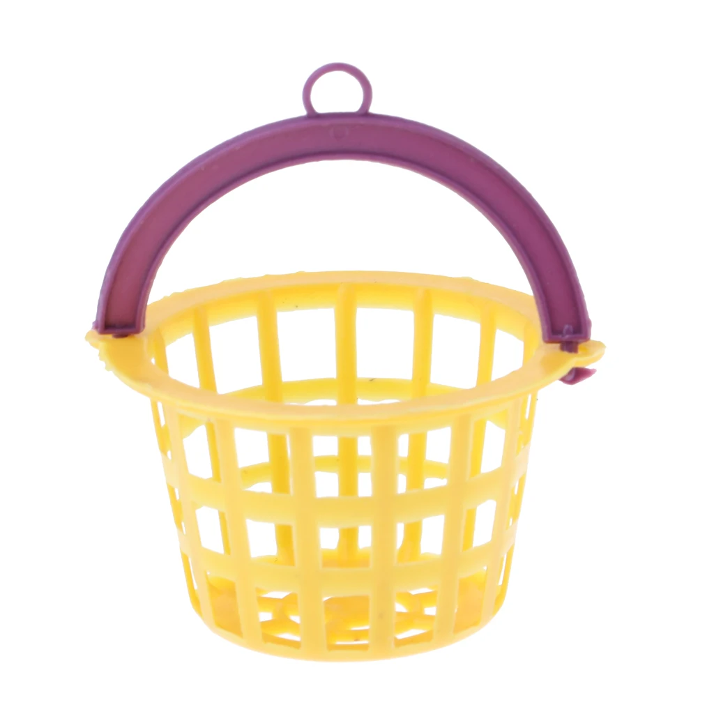 5 Pieces 1/12 Dollhouse Miniature Plastic Yellow Mesh Basket Kitchen Rooms Items Accessories Kids Playset