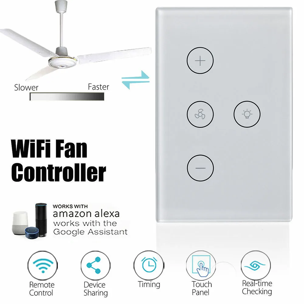 

Timethinker Wifi Switch for Alexa Google Home Fan Switches Light Touch Switch Smart Home Automation APP Voice Control Domotica
