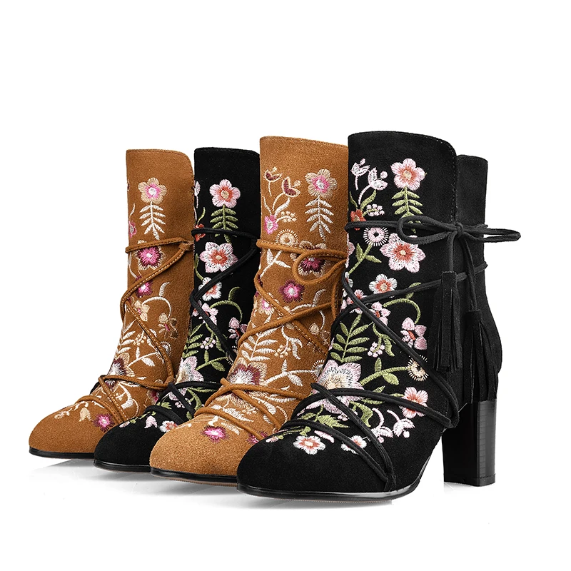 Cuero amarillo Piel Negro Genuino Martin Aiweiyi Marrón De Botas Encaje Invierno Vaca Negro 2018 Tobillo Mujer Caliente xaffIFYw1q