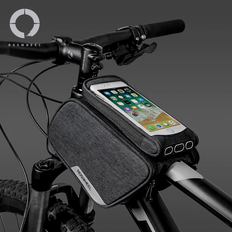 Discount Touchscreen Water Resistant Cycling Bike Bicycle Front Frame Top Tube Double Bag Pannier with 5.7inch Mobile Cell Phone Case 0