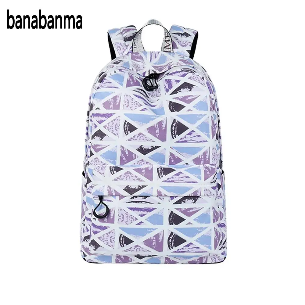 

banabanma Lady Backpack Junior High School Student Large Capacity Doodle Printed Leisure Bag for Girls Female School Bag ZK30