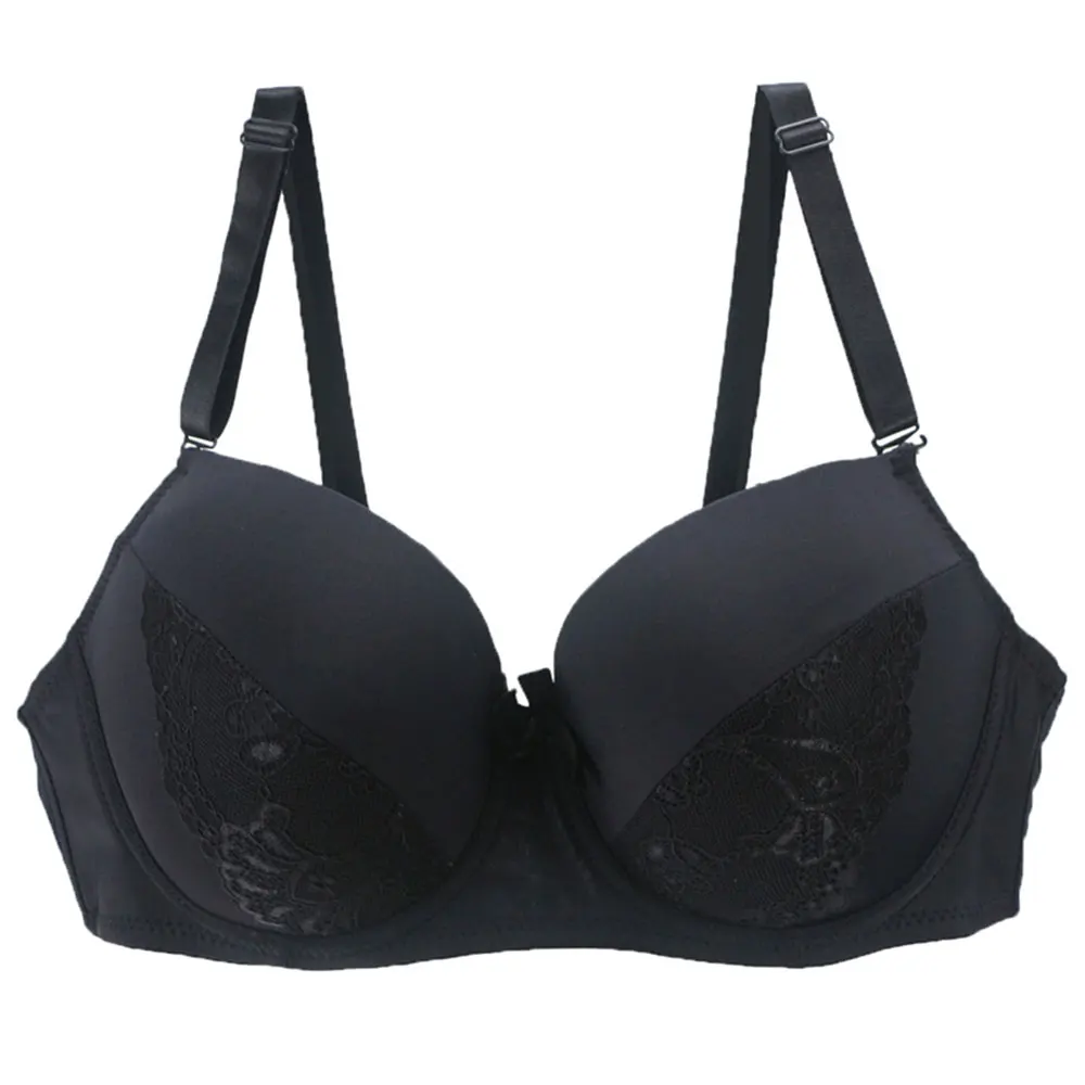 Women Lingerie Lace Sexy Embroidery Bra Push Up Bowknot 90 100 D E Plus
