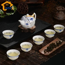 Neuheiten Exquisite TEE SERVICE, Drink 7 Stücke Bone China Tee-Set Ceramic Kungfu Teekannen & Tassen, schwarz Tee ware hohe Qualität